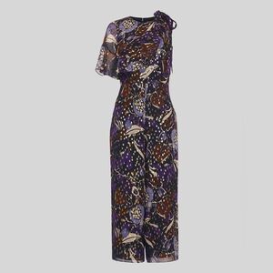 Whistles Silk Purple Erica Montrose Print Jumpsuit